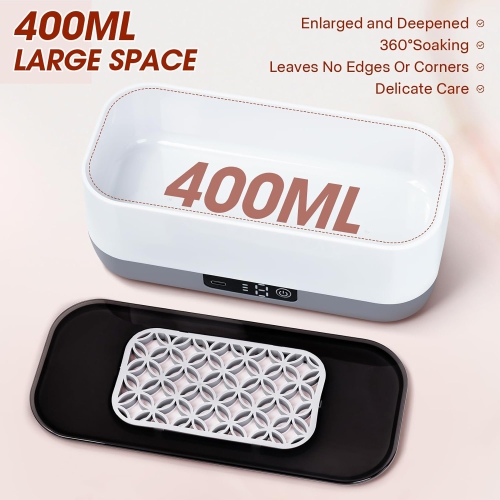 Rechargeable Ultrasonic Cleaner For Makeup Brush,Blue Light Sterilization Box High Capacity Makeup Brush Cleaner With Silicone Tray For Drying