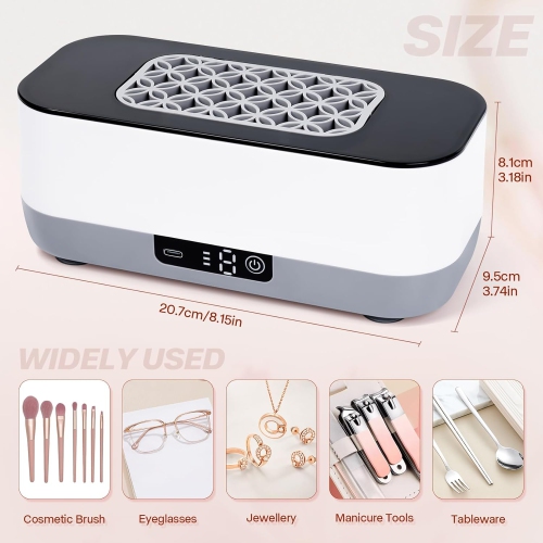 Rechargeable Ultrasonic Cleaner For Makeup Brush,Blue Light Sterilization Box High Capacity Makeup Brush Cleaner With Silicone Tray For Drying