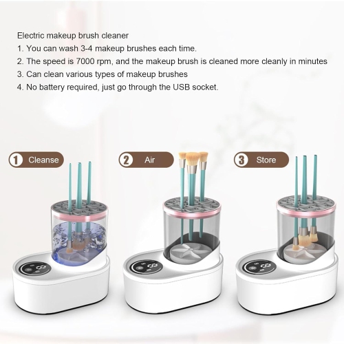 Electric Makeup Brush Cleaner,Detachable USB Rechargeable Automatic Cosmetic Brush Cleaning Machine,Beauty Brush Washing Tool with Brush Dryer