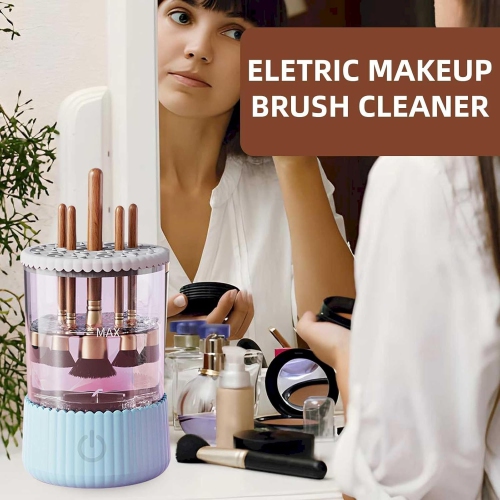 Electric Makeup Brush Cleaner Machine,USB Make Up Brush Washer & Dryer,Portable Automatic Cosmetic Brush Cleaner Tool Clean & Dry for Women Girls,Blue