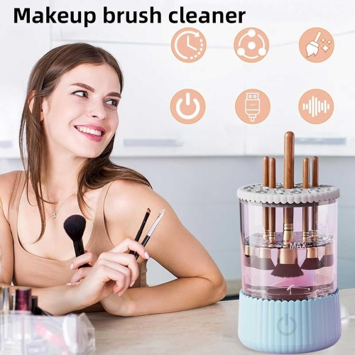 Electric Makeup Brush Cleaner Machine,USB Make Up Brush Washer & Dryer,Portable Automatic Cosmetic Brush Cleaner Tool Clean & Dry for Women Girls,Blue
