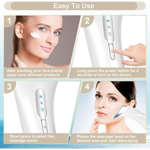 Face & Neck Massager,Facial Skin Care Tool,Portable Face Neck Device for Skin Care,Red Light Therapy Facial Massager for Face Lifting Tightening-White
