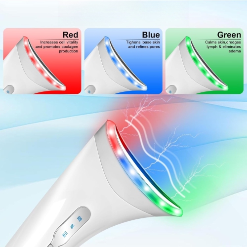 Face & Neck Massager,Facial Skin Care Tool,Portable Face Neck Device for Skin Care,Red Light Therapy Facial Massager for Face Lifting Tightening-White