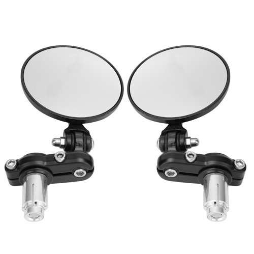 2Pcs Retro Metal Iron Electrombile Handle Bar End Round Rear View Mirrors Rearview