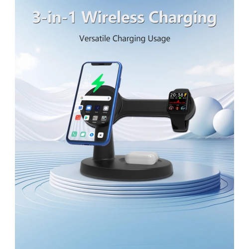 3 In 1 Magnetic Wireless Charger Stand For Magsafe iPhone 16 15 14 13 Pro Max Apple Watch 9 8 AirPods Pro Fast Charging Station