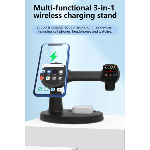 3 In 1 Magnetic Wireless Charger Stand For Magsafe iPhone 16 15 14 13 Pro Max Apple Watch 9 8 AirPods Pro Fast Charging Station