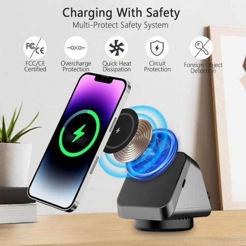 Wireless 3 in 1 Charging Station for Multiple Devices, Magnetic Rotatable Charger Stand Availabl