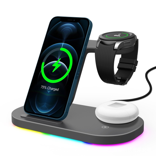 YOULIGHTS  Wireless Charger, 3 In 1 Wireless Charging Station Qi-Certified for Iphone, Iwatch Series, Airpods (Black)