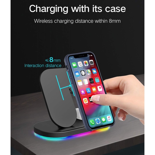 Wireless Charger, 3 in 1 Wireless Charging Station Qi-Certified for iPhone,iWatch Series,AirPods