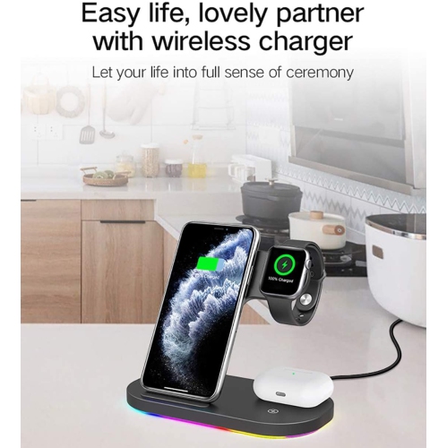 Wireless Charger, 3 in 1 Wireless Charging Station Qi-Certified for iPhone,iWatch Series,AirPods