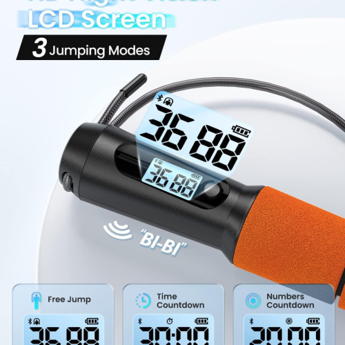 RENPHO Smart Jump Rope, Cordless Jump Rope, High-Speed Jump Rope with Counter, Fitness Skipping Rope with APP Data Analysis, Workout Jump Ropes for
