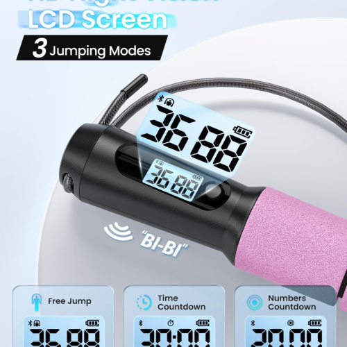 RENPHO Smart Jump Rope, Cordless Jump Rope, High-Speed Jump Rope with Counter, Fitness Skipping Rope with APP Data Analysis, Workout Jump Ropes for