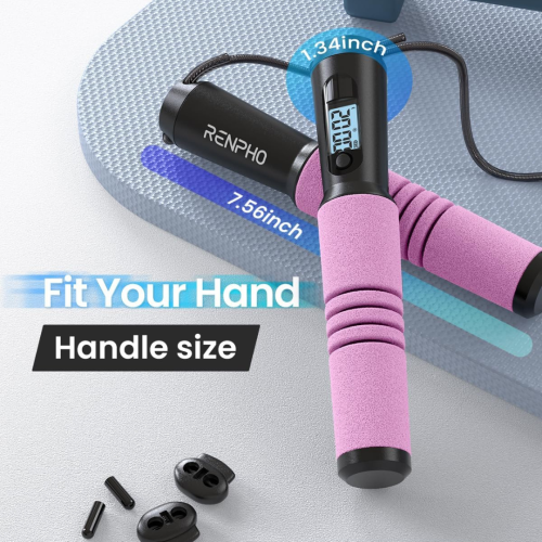 RENPHO Smart Jump Rope, Cordless Jump Rope, High-Speed Jump Rope with Counter, Fitness Skipping Rope with APP Data Analysis, Workout Jump Ropes for