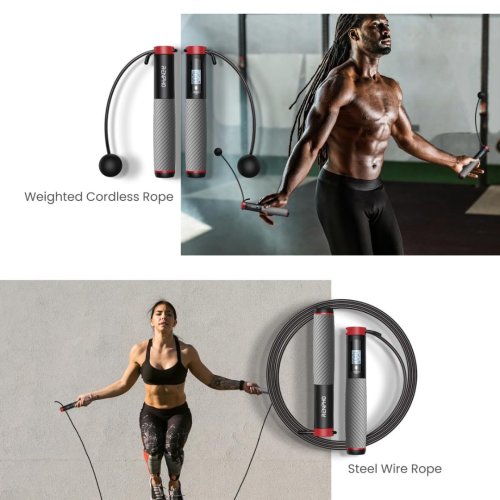 RENPHO Smart Jump Rope, Cordless Jump Rope, High-Speed Jump Rope with Counter, Fitness Skipping Rope with APP Data Analysis, Workout Jump Ropes for