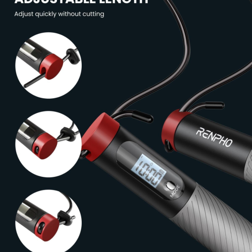 RENPHO Smart Jump Rope, Cordless Jump Rope, High-Speed Jump Rope with Counter, Fitness Skipping Rope with APP Data Analysis, Workout Jump Ropes for