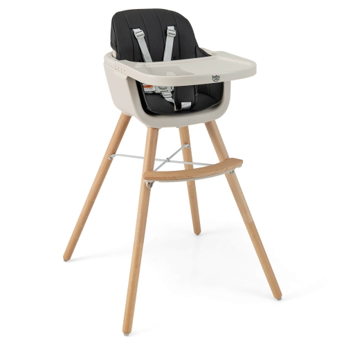 Costway 3 in 1 Convertible Wooden High Chair Baby Toddler Highchair w/ Cushion
