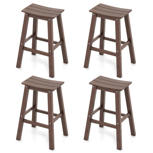 GYMAX  29" Patio Bar Stool Set Of 4 W/ Curved Seat & Footrests for Backyard Outdoor