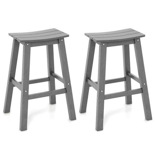 Gymax 29'' Patio Bar Stool Set of 2 w/ Curved Seat & Footrests for Backyard Outdoor