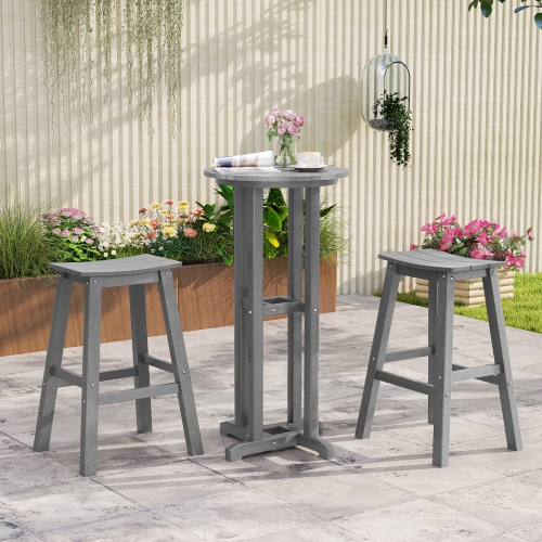 Gymax 29'' Patio Bar Stool Set of 2 w/ Curved Seat & Footrests for Backyard Outdoor