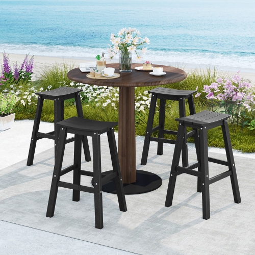 Gymax 29'' Patio Bar Stool Set of 4 w/ Curved Seat & Footrests for Backyard Outdoor