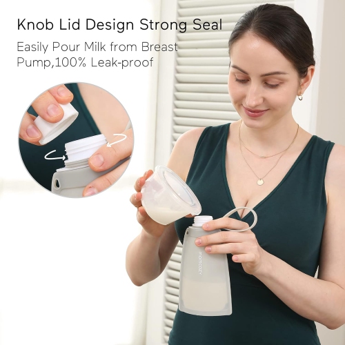 Momcozy M5 All-in-one Breast Pump,3 Modes 9 Levels & Silicone Breastmilk Storage Bags, Reusable Breastmilk Freezer Storing Bags