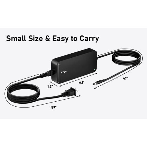 Cyberpika Portable eBike Charger – 54.6V 3A Fast Charging for 48V Lithium Batteries – Sleek, Ultra-Compact Design by MIT startup – Enhanced Safety –