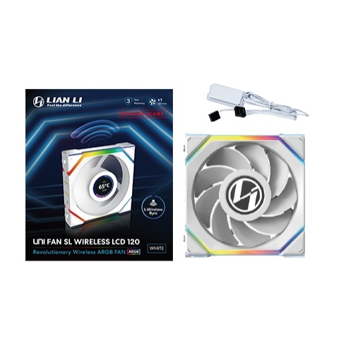 Lian-Li Fan 12RSLLCD1W1W UNI FAN SL 2.4GHz Wireless 1.6" LCD RGB Reverse Blade