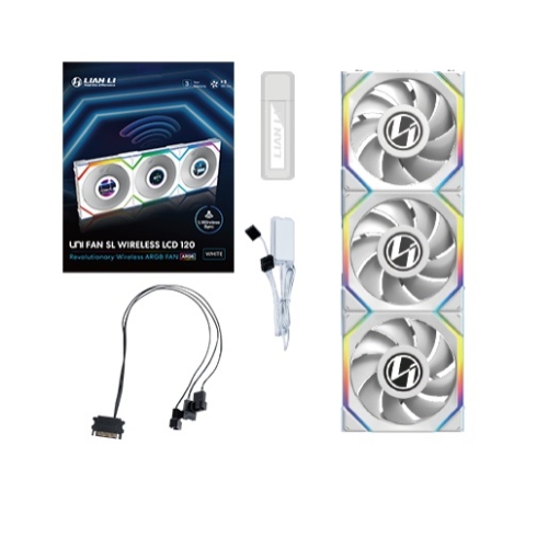 Lian-Li Fan 12SLLCD1W3W UNI FAN SL 2.4GHz Wireless 1.6" LCD RGB 120mm Fan White Retail