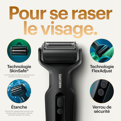 Trousse d'accessoires essentiels avec rasoir sans fil pour le visage Chairman Plus de Manscaped