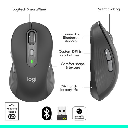 Logitech Signature Plus M750 L Bluetooth Optical Mouse - Graphite