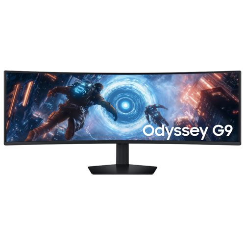 Moniteur FreeSync DEL incurvé VA WQHD 144Hz 49 po Odyssey G9 Samsung/1 ms GTG (LS49FG910ENXZA)-Noir