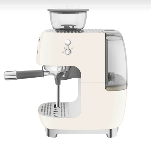 Boîte ouverte - Machine à espresso manuelle de Smeg avec moussoir à lait et moulin à café EGF03CRUS - Crème