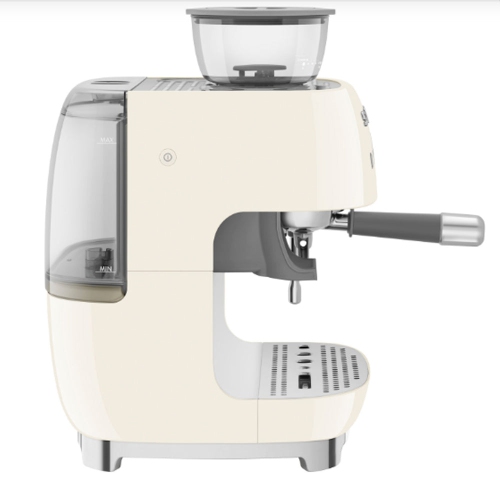 Boîte ouverte - Machine à espresso manuelle de Smeg avec moussoir à lait et moulin à café EGF03CRUS - Crème