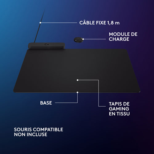Tapis de souris de jeu G POWERPLAY 2 de Logitech avec recharge sans fil