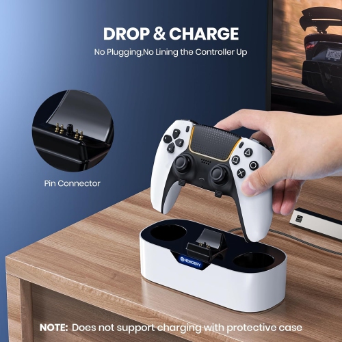 PS5 Controller Charger Station, Fast Charging Dock for PlayStation 5 Controllers, Single Controller Charging Stand Replacement for DualSense Edge