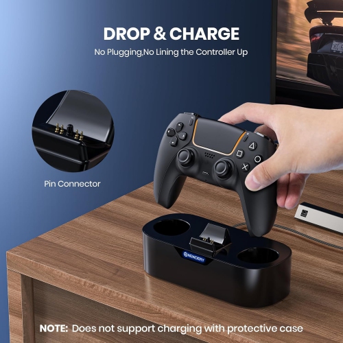 PS5 Controller Charger Station, Fast Charging Dock for PlayStation 5 Controllers, Single Controller Charging Stand Replacement for DualSense Edge