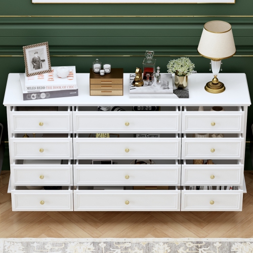 Homsee 12-Drawer Chest with Gold Knobs and Turned Legs – Luxurious Storage Solution, White