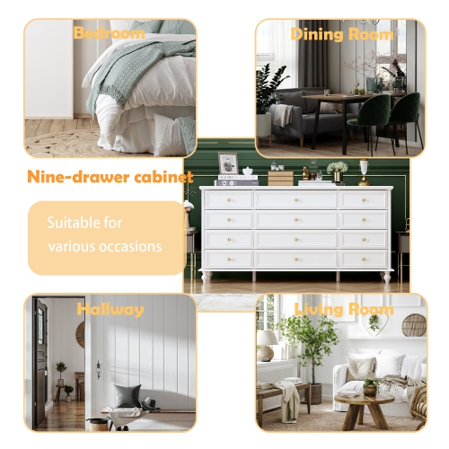 Homsee 12-Drawer Chest with Gold Knobs and Turned Legs – Luxurious Storage Solution, White