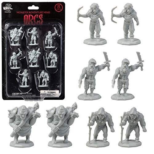 GROSNOR  Monster Miniature Figure Set Unpainted Orcs 8Pk New