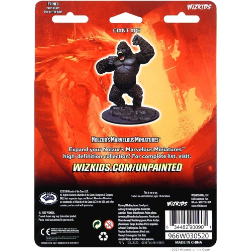 WizKids Dungeons & Dragons: Nolzur’s Marvelous Unpainted Miniatures - Giant Ape [Board Game Accessory]