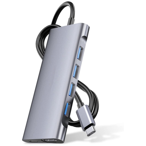 NIERBO  3.3Ft Long Cable USB C Multiport Hub \w 4K HDMI, 4 USB 3.0, Type C Charging Compatible 2023-2016 Macbook Pro, New Mac Air/imac/mac Mini