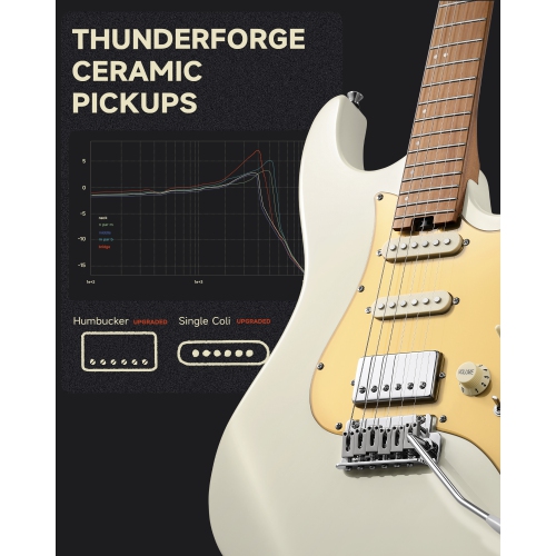 Donner DST-550 ST 7-Tone Electric Guitar HSS Pickup Roasted Maple Neck