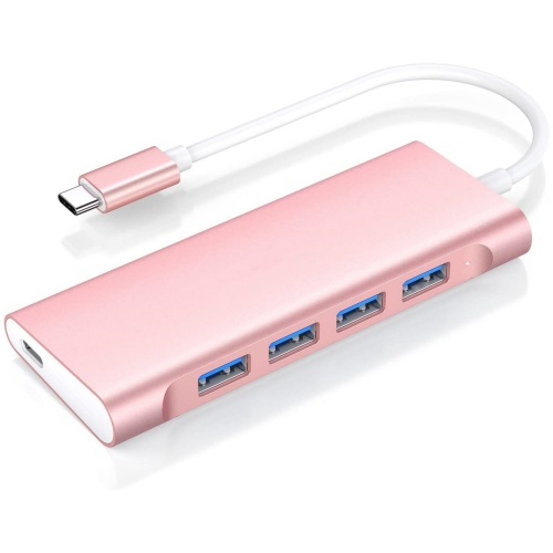 USB C Hub with 4 USB 3.0 & Type C Charging, USB C to USB Hub Multiport Adapter for 2025-2016 MacBook Pro, New Mac Air, New Surface, More, Stable