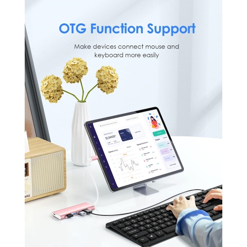 USB C Hub with 4 USB 3.0 & Type C Charging, USB C to USB Hub Multiport Adapter for 2025-2016 MacBook Pro, New Mac Air, New Surface, More, Stable