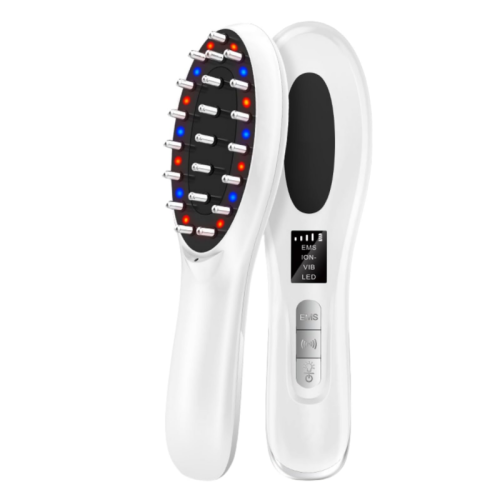 MYACUC  Blue Light Therapy Hair Care Comb Scalp Massage Comb Ems Micro-Current Light Therapy Comb In Red
