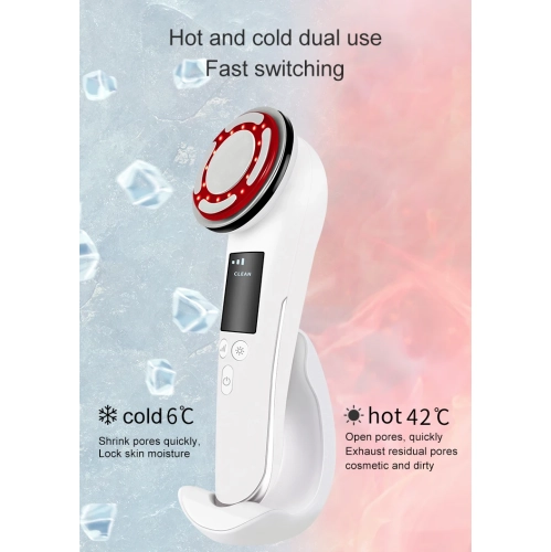 Red Blue Light EMS Face Massager Hot Cold Photon Therapy Facial Massager Wrinkle Remover Facial Lifting Beauty Device-White