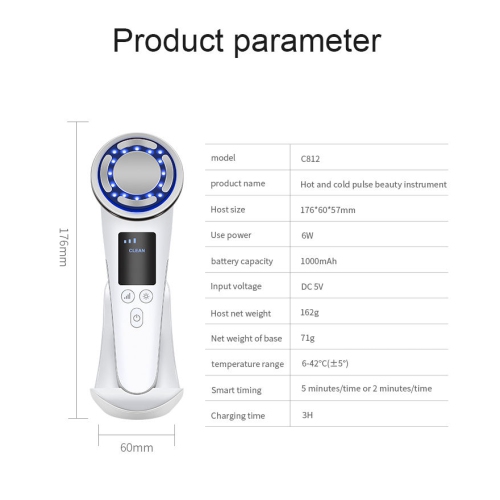 Red Blue Light EMS Face Massager Hot Cold Photon Therapy Facial Massager Wrinkle Remover Facial Lifting Beauty Device-White