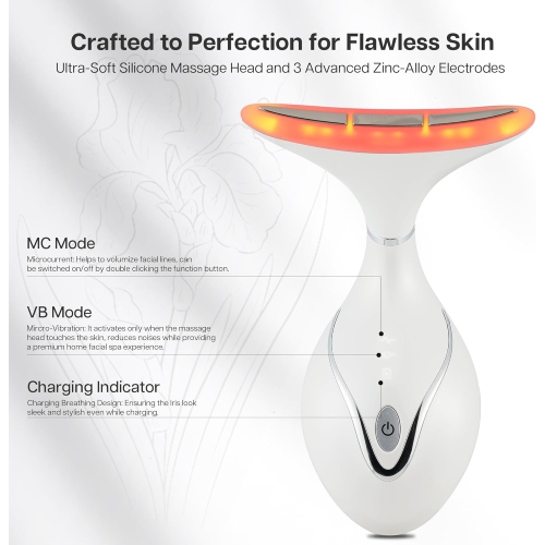 Neck Face Massager,Red Light Face Sculpting Tool with Charging Base,Facial Beauty Device for Skin Care,Home Facial Massager-White
