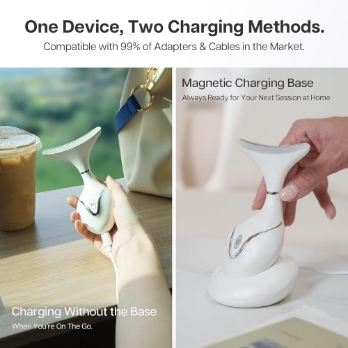 Neck Face Massager,Red Light Face Sculpting Tool with Charging Base,Facial Beauty Device for Skin Care,Home Facial Massager-White