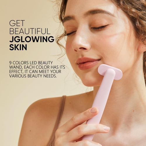 Red Light Therapy Beauty Device for Women,Home Use Facial Wand, LED Light Therapy Wand for Face Lift Firm Anti-Aging Wrinkle Removal-Pink